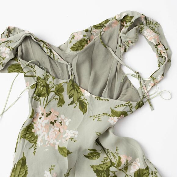 Reformation Green Floral Chiffon Reya Dress - Picture 11 of 11